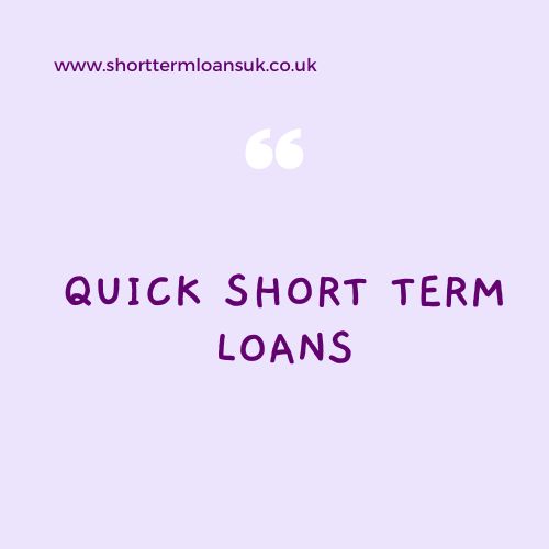 Picture of the words "Quick short term loan" with purple background